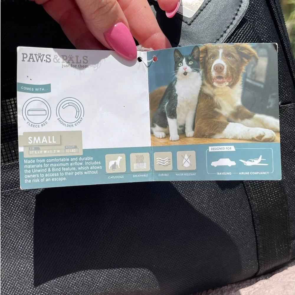 Black Small Pet Carrier Bag - Comfortable Travel Carrier
